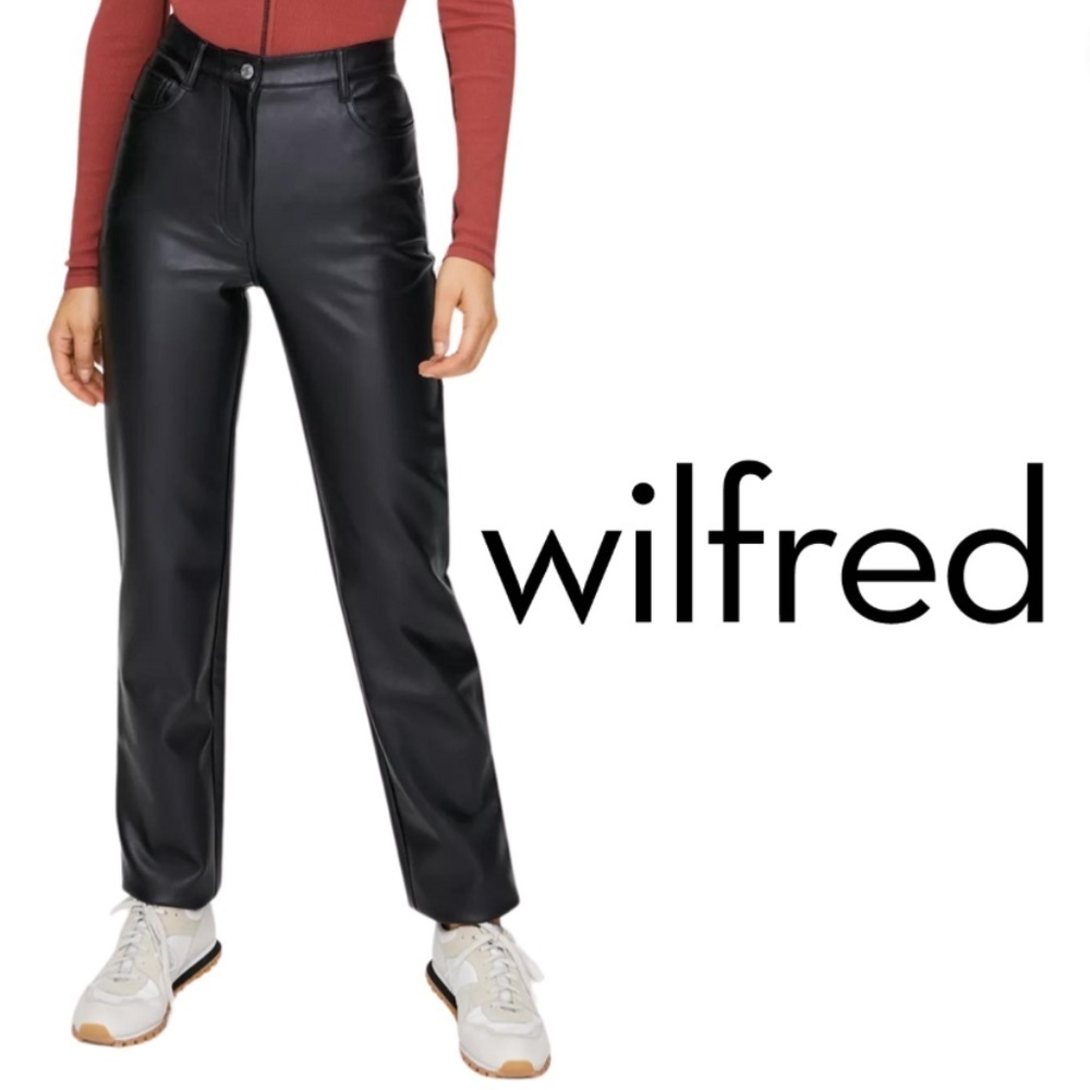 Wilfred Black Faux Leather Straight-Leg Pants
